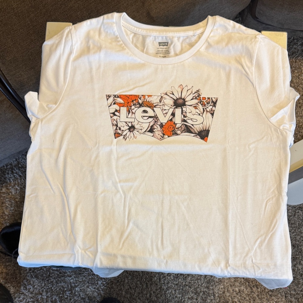 Levi's White Tee with Floral Graphic